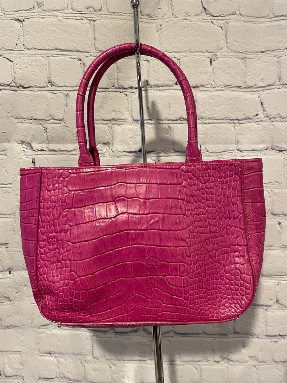 Express Fuchsia Croc-Embossed Mini Tote